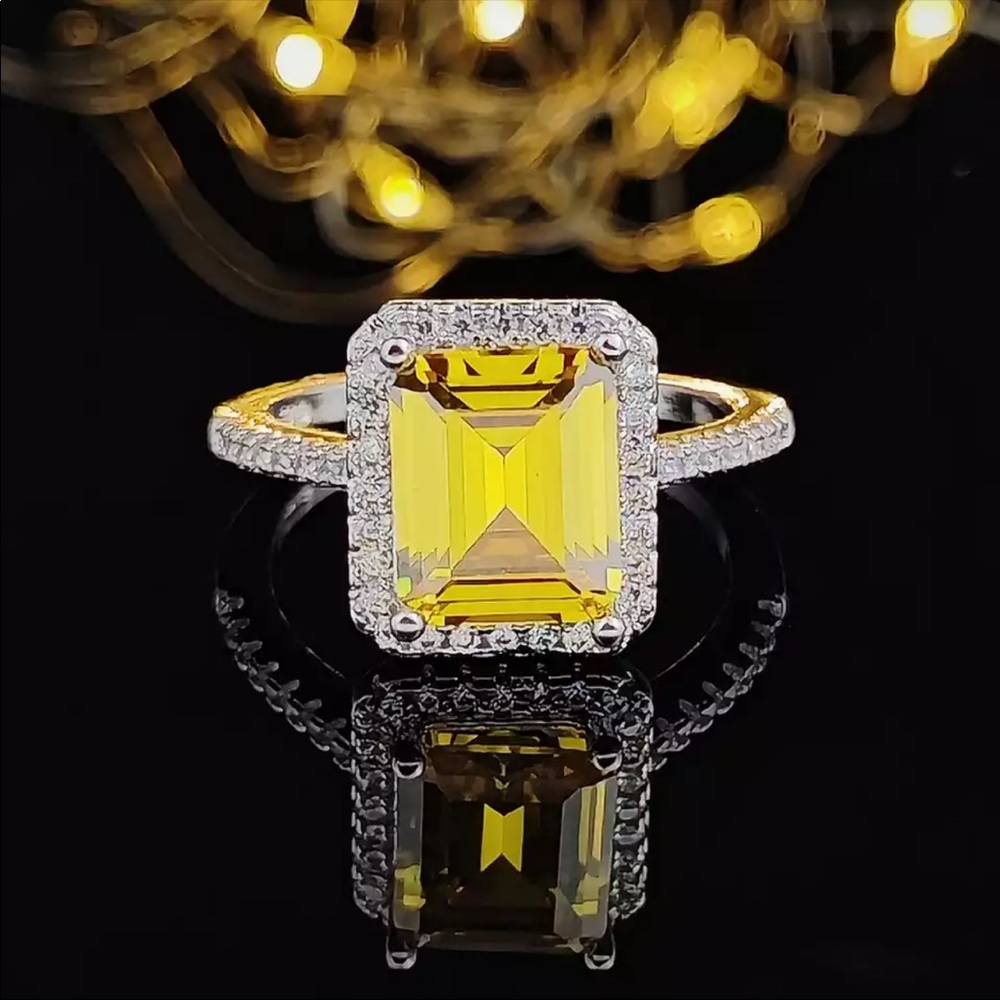 New Luxury 925 Silver Beautiful Women’s Citrine Ring - Picture 6 of 6